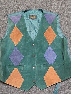 Leafy Green Suede Patchwork Vest by Leafy